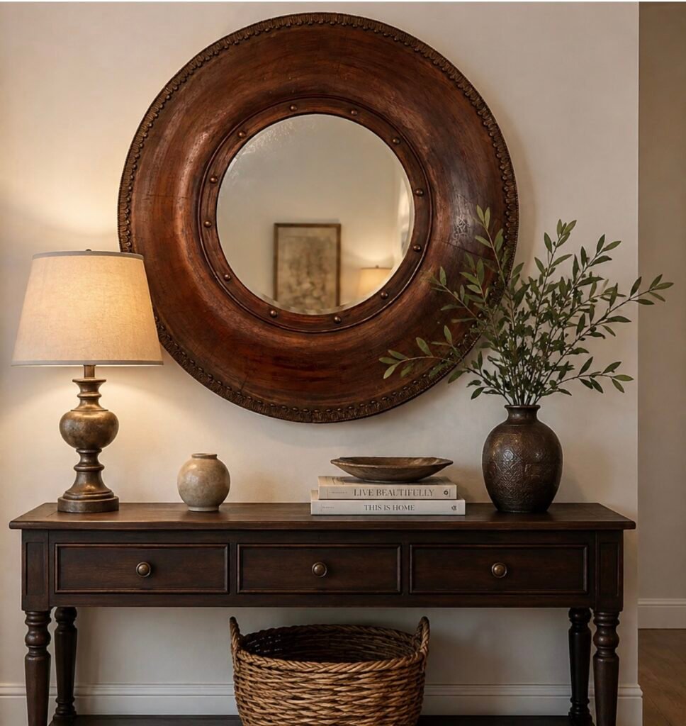 rustic wood mirror - home decor- by Jackie Zam Art and Design